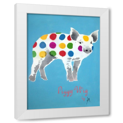 Piggy Wig White Modern Wood Framed Art Print by Sly, Juan
