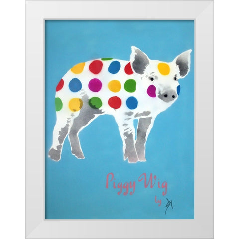 Piggy Wig White Modern Wood Framed Art Print by Sly, Juan