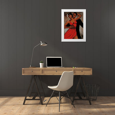Fantasy in Red White Modern Wood Framed Art Print by Stewart, Monica