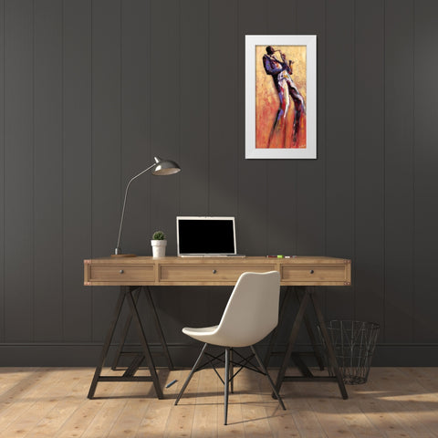 Sax Solo White Modern Wood Framed Art Print by Stewart, Monica