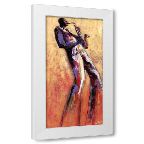 Sax Solo White Modern Wood Framed Art Print by Stewart, Monica