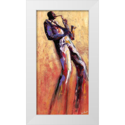 Sax Solo White Modern Wood Framed Art Print by Stewart, Monica