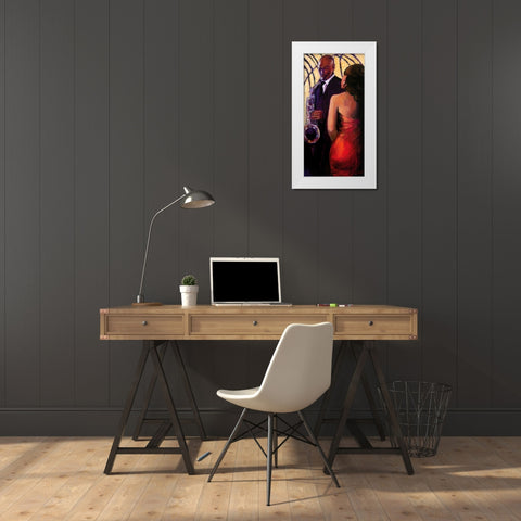 Sax Seduction White Modern Wood Framed Art Print by Stewart, Monica