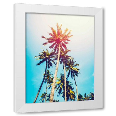Palms in the Sun White Modern Wood Framed Art Print by Tai Prints