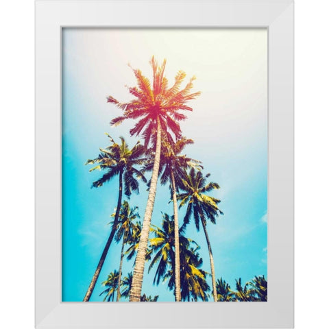 Palms in the Sun White Modern Wood Framed Art Print by Tai Prints