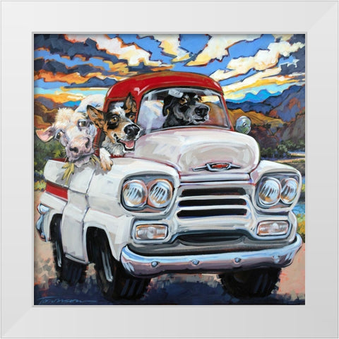 Cattle Drive White Modern Wood Framed Art Print by Townsend, CR