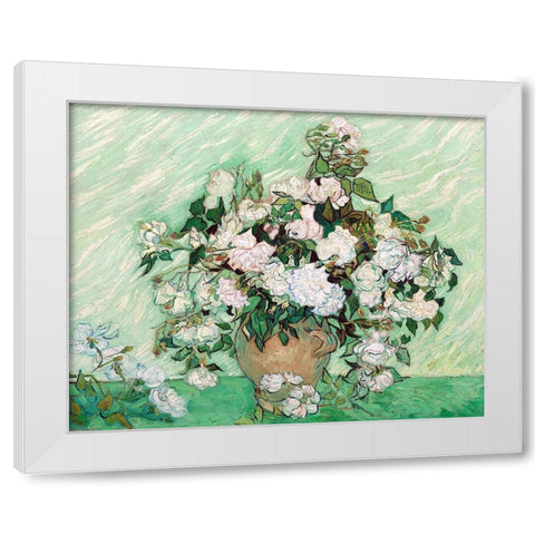Roses, 1890 White Modern Wood Framed Art Print by Van Gogh, Vincent