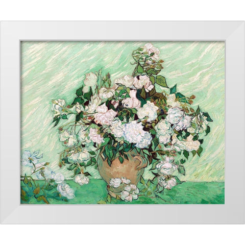 Roses, 1890 White Modern Wood Framed Art Print by Van Gogh, Vincent
