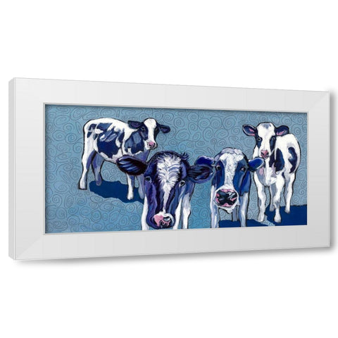 Four Cows White Modern Wood Framed Art Print by Wronski, Kathryn
