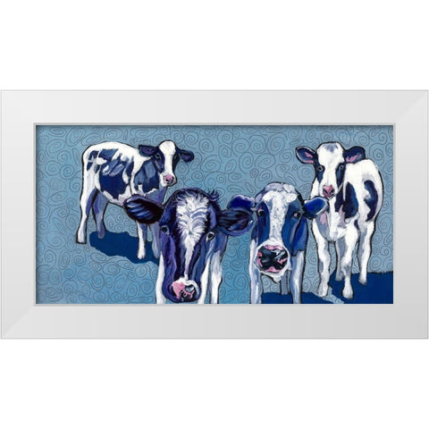 Four Cows White Modern Wood Framed Art Print by Wronski, Kathryn