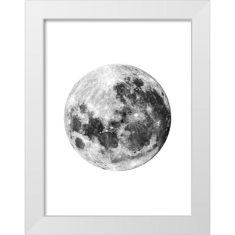 Full Moon White Modern Wood Framed Art Print by Wong, Brandon