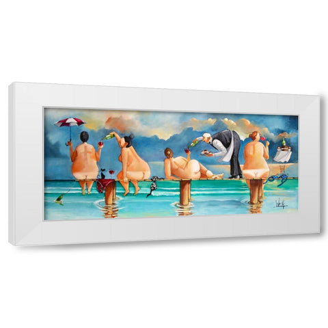 Ladies Afternoon II White Modern Wood Framed Art Print by West, Ronald