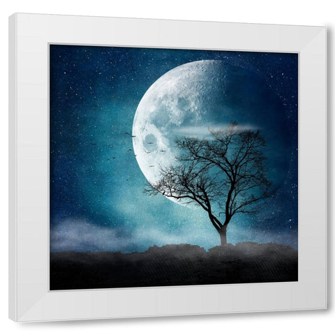 Moon Blues White Modern Wood Framed Art Print by Wustenhagen, Dirk