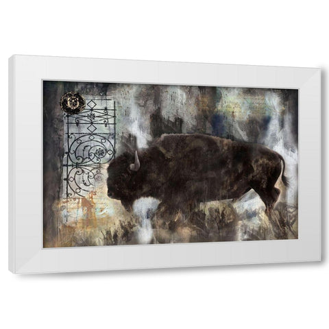 Buffalo White Modern Wood Framed Art Print by Wiley, Marta