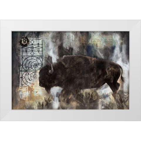 Buffalo White Modern Wood Framed Art Print by Wiley, Marta