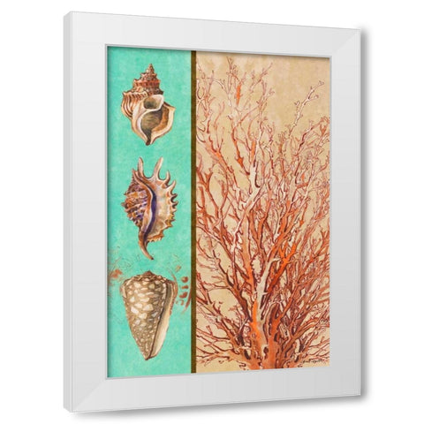 Coral and Sea Shells I White Modern Wood Framed Art Print by Loreth, Lanie