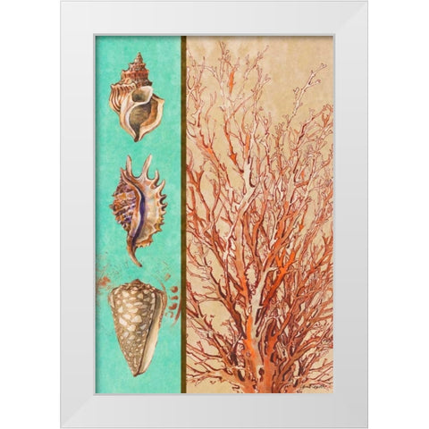 Coral and Sea Shells I White Modern Wood Framed Art Print by Loreth, Lanie