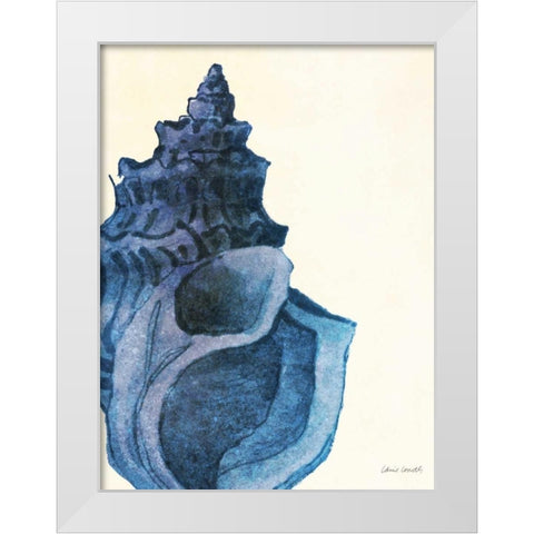 Blue Shell I White Modern Wood Framed Art Print by Loreth, Lanie