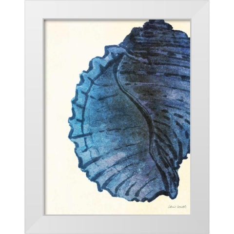 Blue Shell III White Modern Wood Framed Art Print by Loreth, Lanie