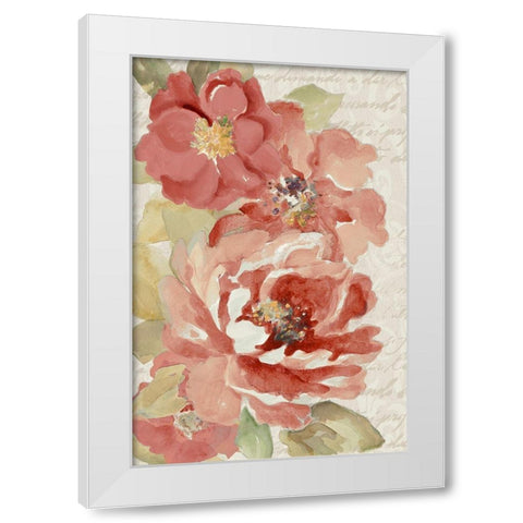 Blossoms On Script White Modern Wood Framed Art Print by Loreth, Lanie