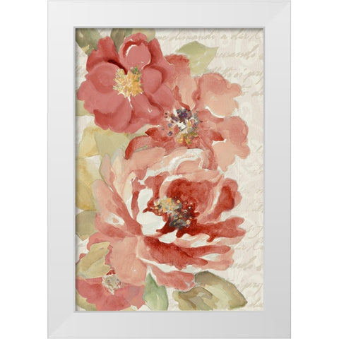Blossoms On Script White Modern Wood Framed Art Print by Loreth, Lanie