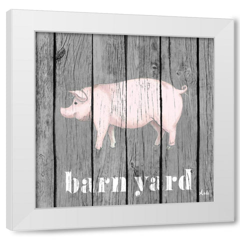Barnyard Pig White Modern Wood Framed Art Print by Metz, Andi