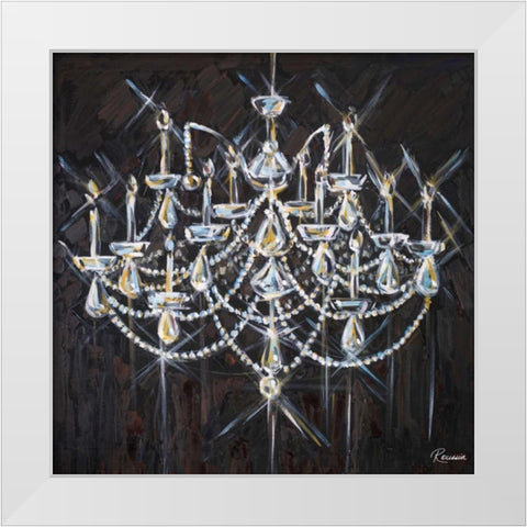 Chandelier II White Modern Wood Framed Art Print by French-Roussia, Heather A.