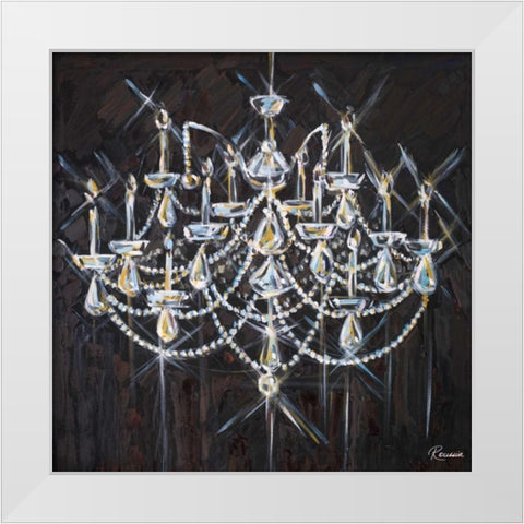 Chandelier II White Modern Wood Framed Art Print by French-Roussia, Heather A.