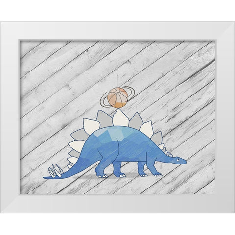 Dino Basketball I White Modern Wood Framed Art Print by SD Graphics Studio