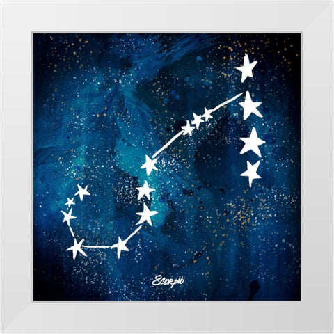 Scorpio White Modern Wood Framed Art Print by Papa, Kat