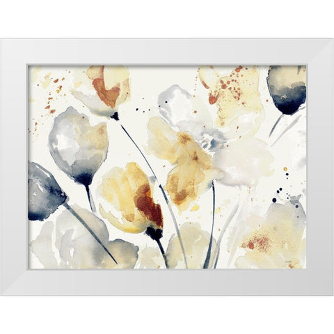 Autumn Abstract Floral White Modern Wood Framed Art Print by Loreth, Lanie