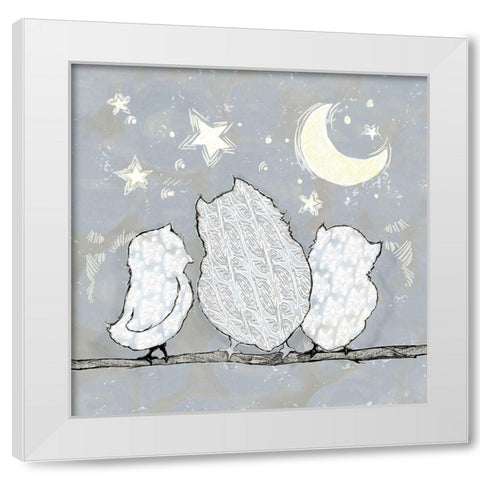 Hoot Family Square White Modern Wood Framed Art Print by Diannart