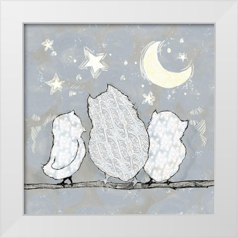 Hoot Family Square White Modern Wood Framed Art Print by Diannart