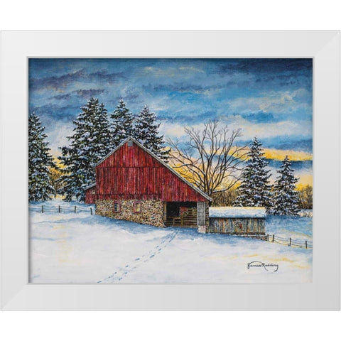 Stovers Mill Barn White Modern Wood Framed Art Print by Redding, James