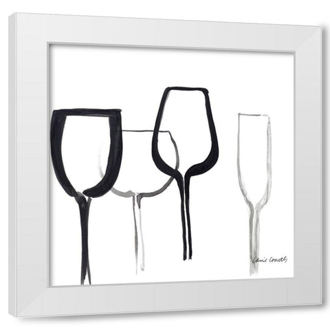 Wine Party Square I White Modern Wood Framed Art Print by Loreth, Lanie