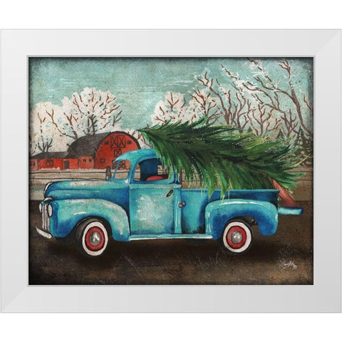 Blue Truck and Tree I White Modern Wood Framed Art Print by Medley, Elizabeth