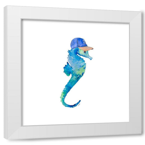 Baseball Seahorse White Modern Wood Framed Art Print by Loreth, Lanie