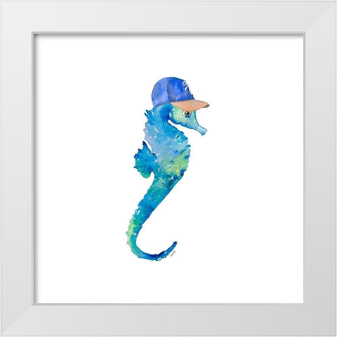 Baseball Seahorse White Modern Wood Framed Art Print by Loreth, Lanie