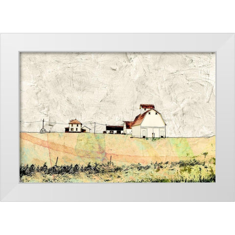 White Barn in the Field White Modern Wood Framed Art Print by Mabat, Ynon