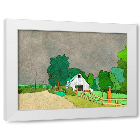 Rainy Season on the Farm White Modern Wood Framed Art Print by Mabat, Ynon