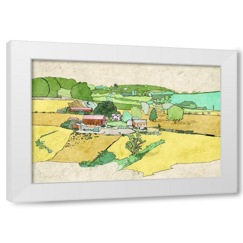 Large Farm White Modern Wood Framed Art Print by Mabat, Ynon