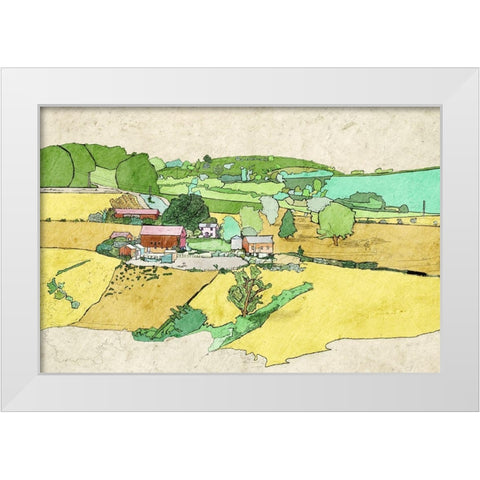 Large Farm White Modern Wood Framed Art Print by Mabat, Ynon