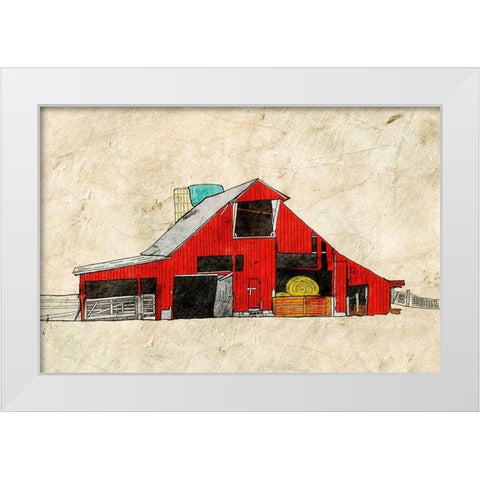 Red Barn White Modern Wood Framed Art Print by Mabat, Ynon