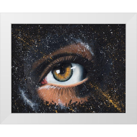 Space Eye White Modern Wood Framed Art Print by Bucheli, Amaya