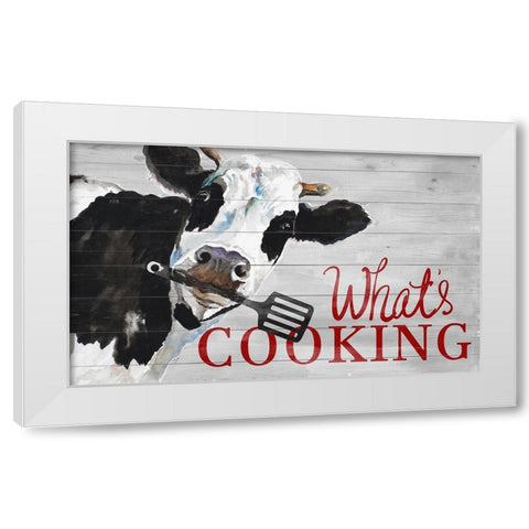 Whats Cooking White Modern Wood Framed Art Print by Pinto, Patricia