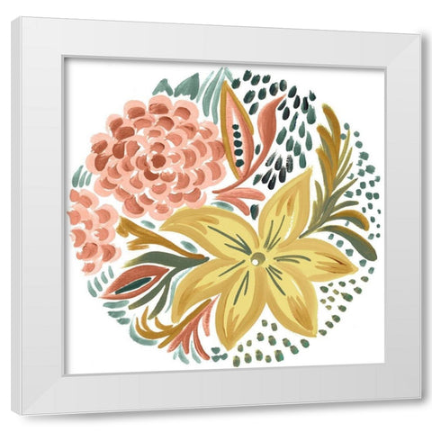 Peachy Matisse Florals I White Modern Wood Framed Art Print by Del Sol, Ani