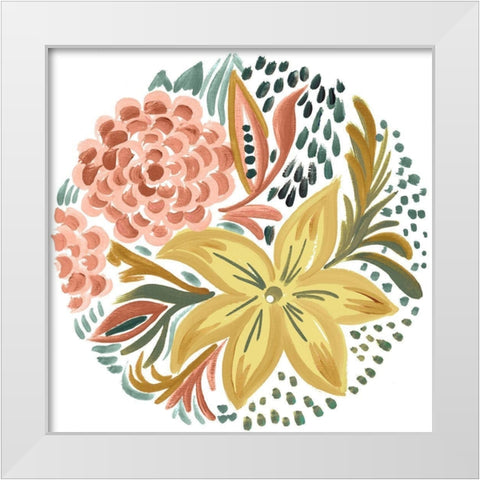 Peachy Matisse Florals I White Modern Wood Framed Art Print by Del Sol, Ani