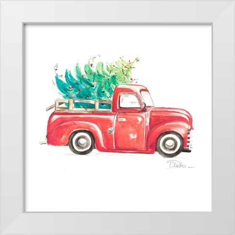 Christmas Tree Haul I White Modern Wood Framed Art Print by Pinto, Patricia