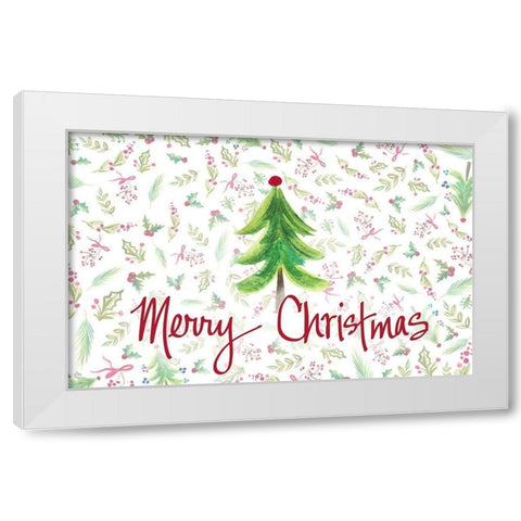 Merry Christmas Tree White Modern Wood Framed Art Print by Del Sol, Ani