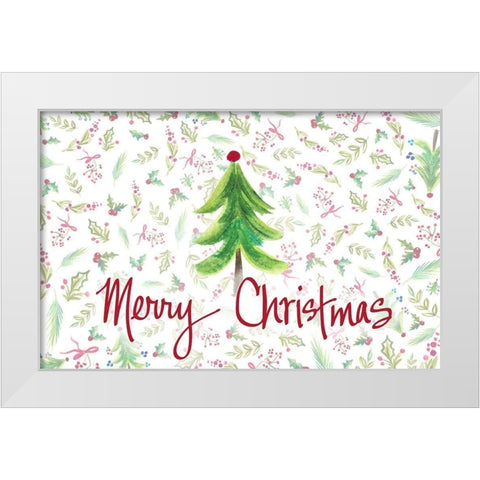 Merry Christmas Tree White Modern Wood Framed Art Print by Del Sol, Ani
